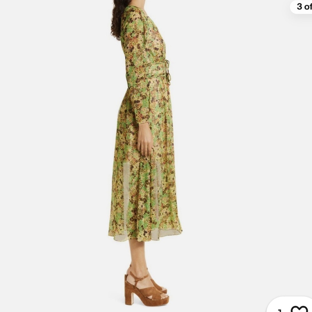 Ted Baker London UMAH Long sleeve Floral V-Neck MIDI Dress - Picture 13 of 14
